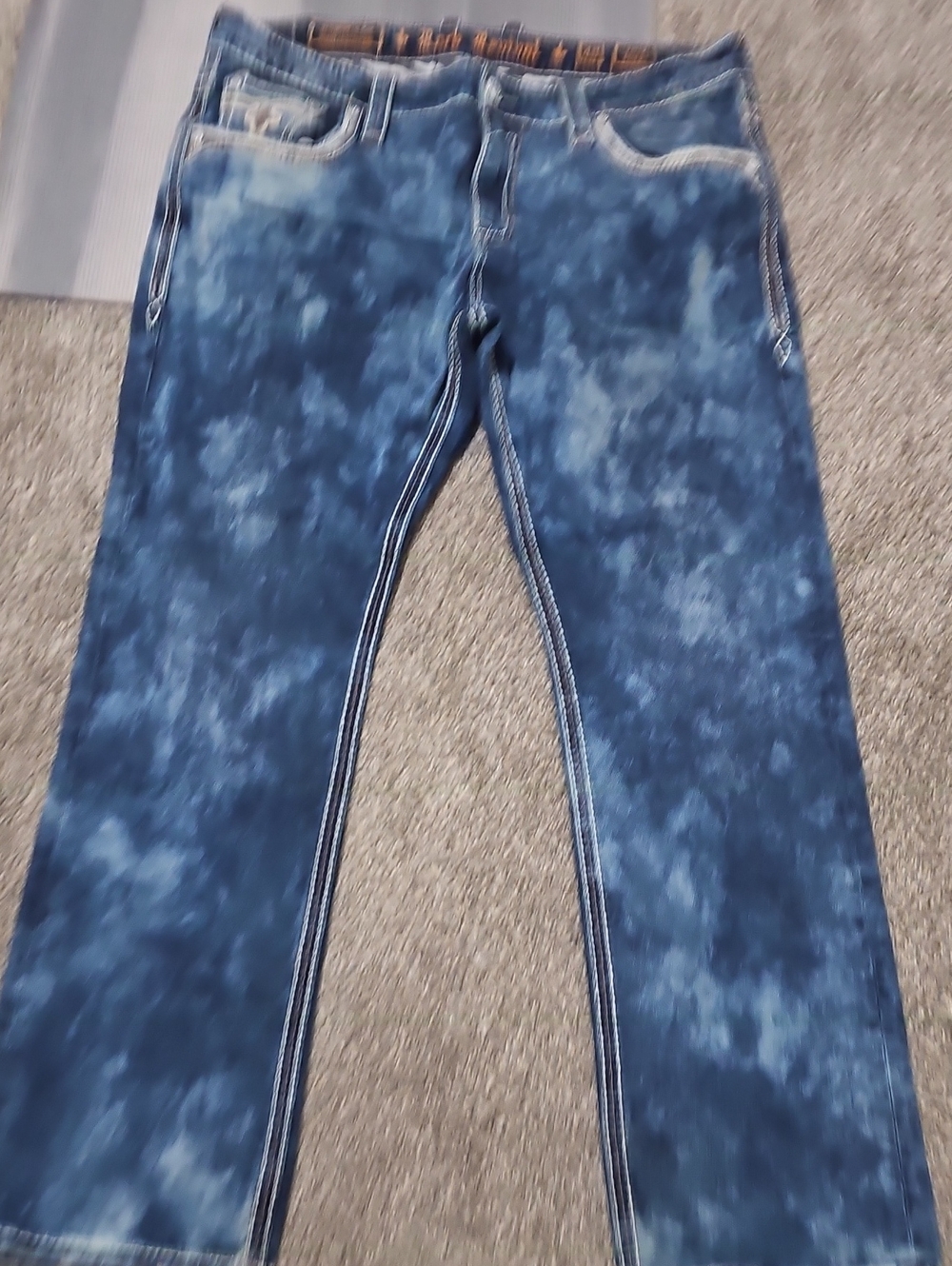 Rock Revival Men's Navy Tie-Dye Bootcut Jeans
